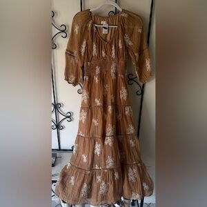 Endless Blu Floral Tiered Maxi Dress Size Small